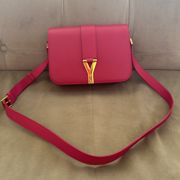 Saint Laurent Classic Y Hot Pink Leather Crossbody Bag - Picture 3 of 15